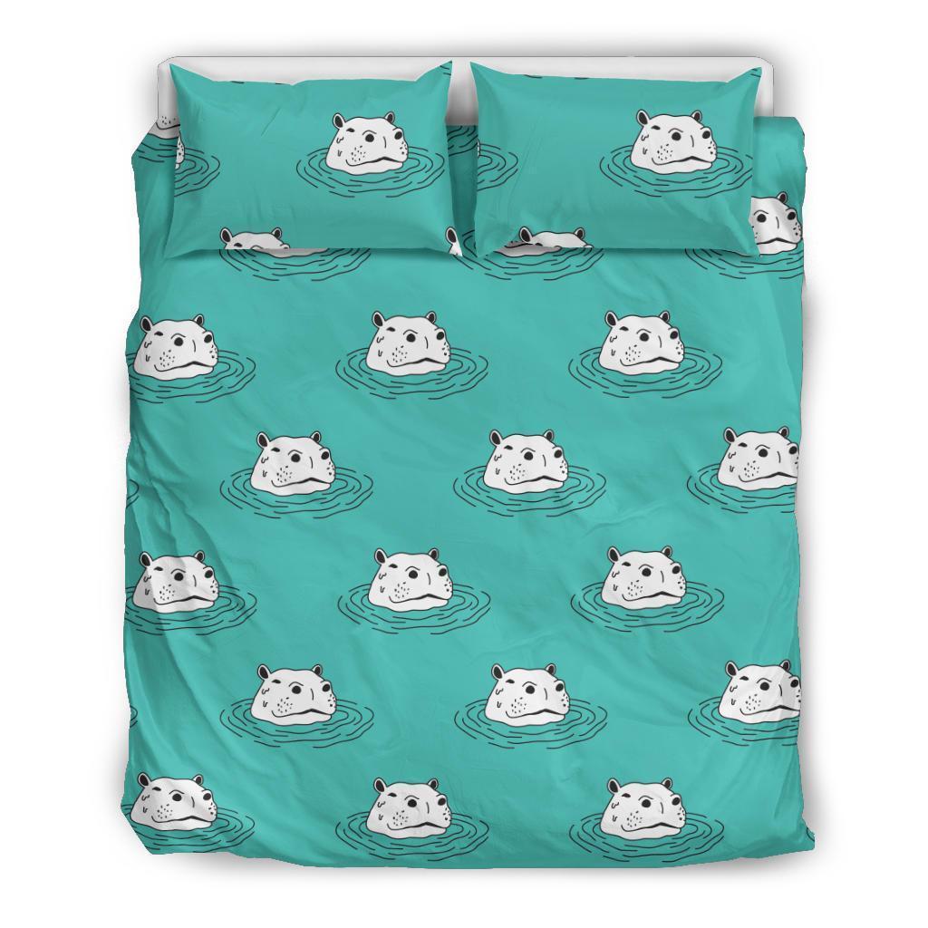 Hippo Print Pattern Duvet Cover Bedding Set-grizzshop