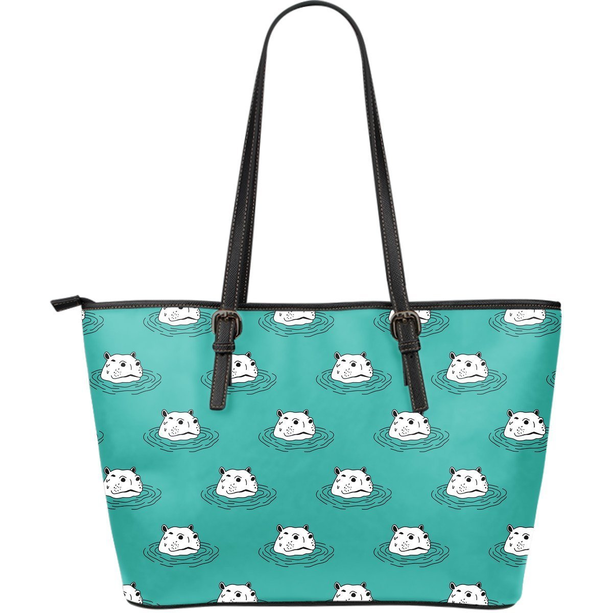 Hippo Print Pattern Leather Tote Bag-grizzshop