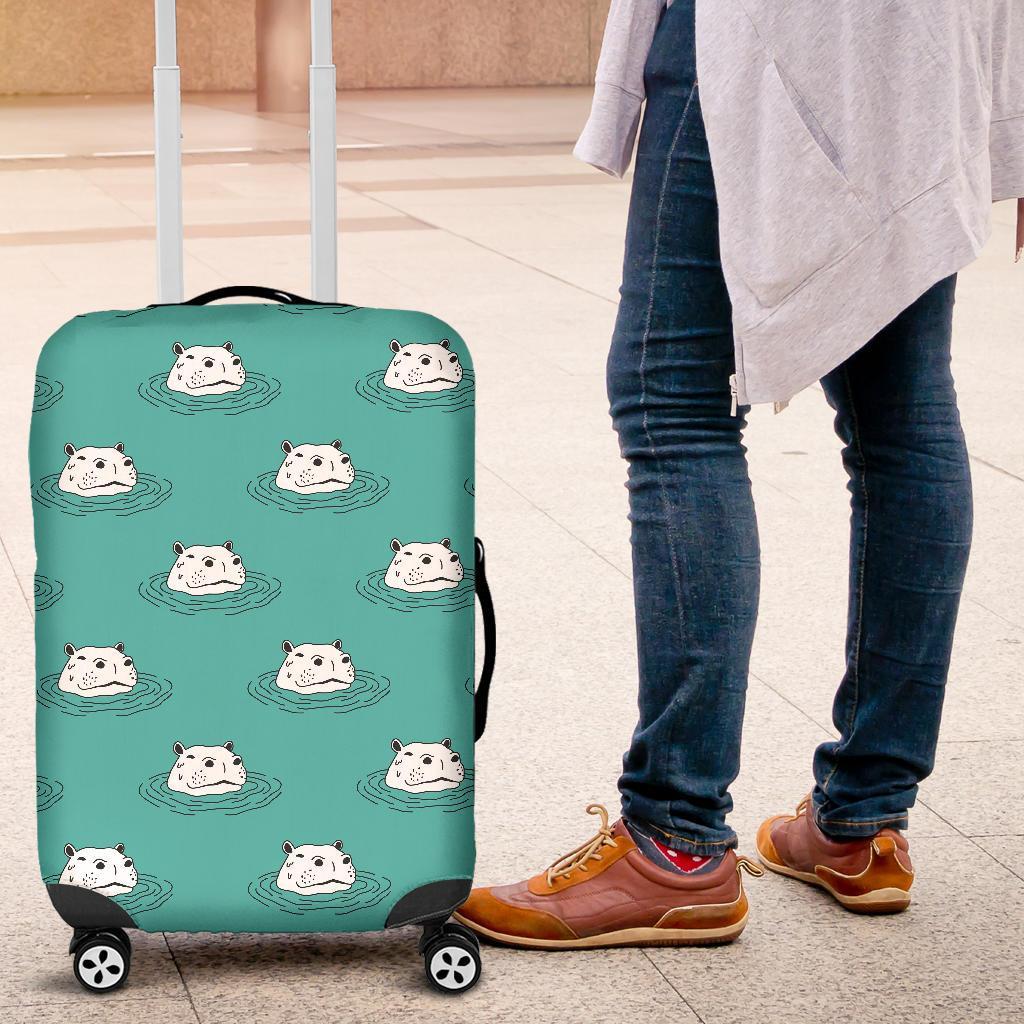 Hippo Print Pattern Luggage Cover Protector-grizzshop