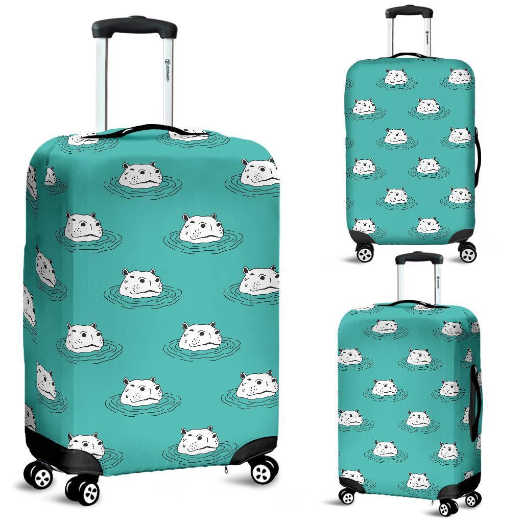 Hippo Print Pattern Luggage Cover Protector-grizzshop