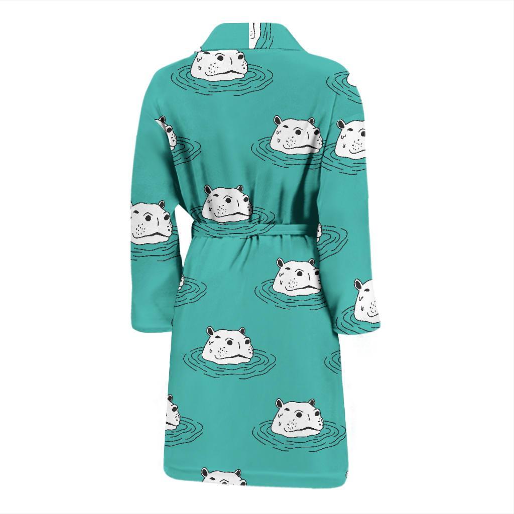 Hippo Print Pattern Men Long Robe-grizzshop