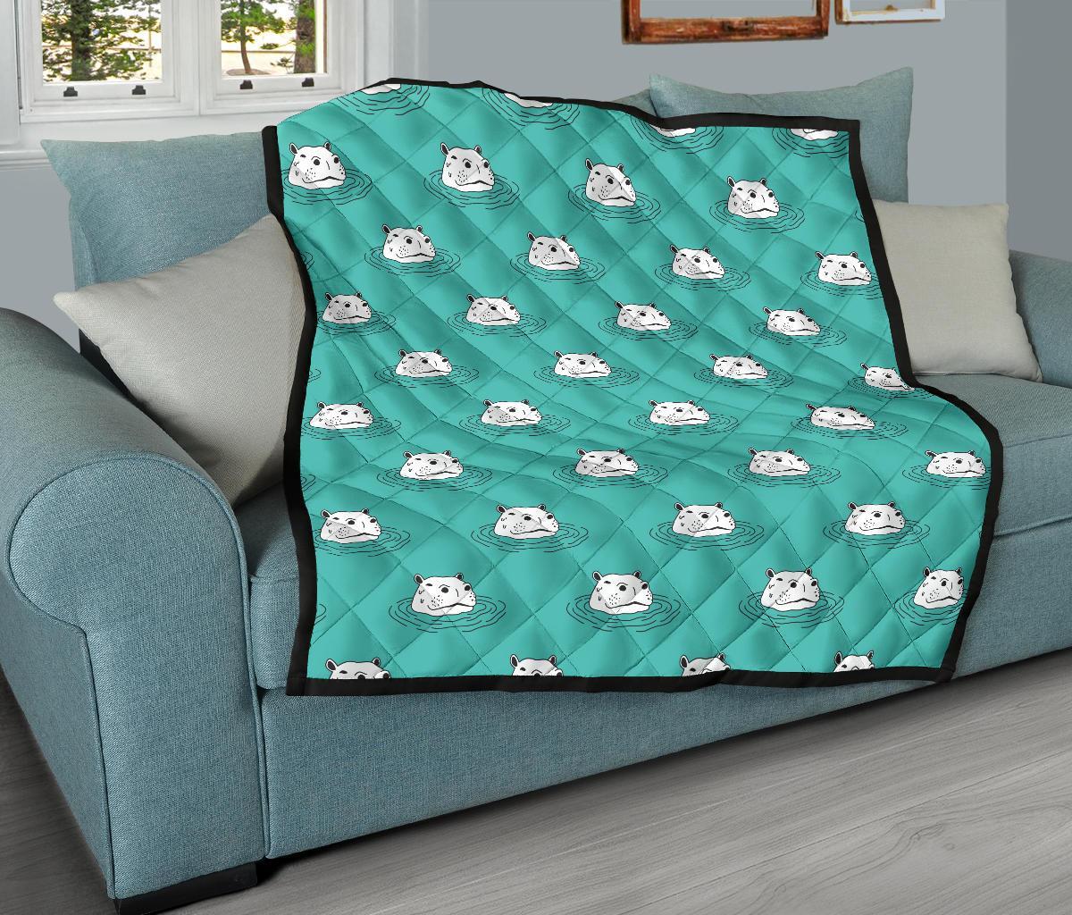 Hippo Print Pattern Quilt-grizzshop