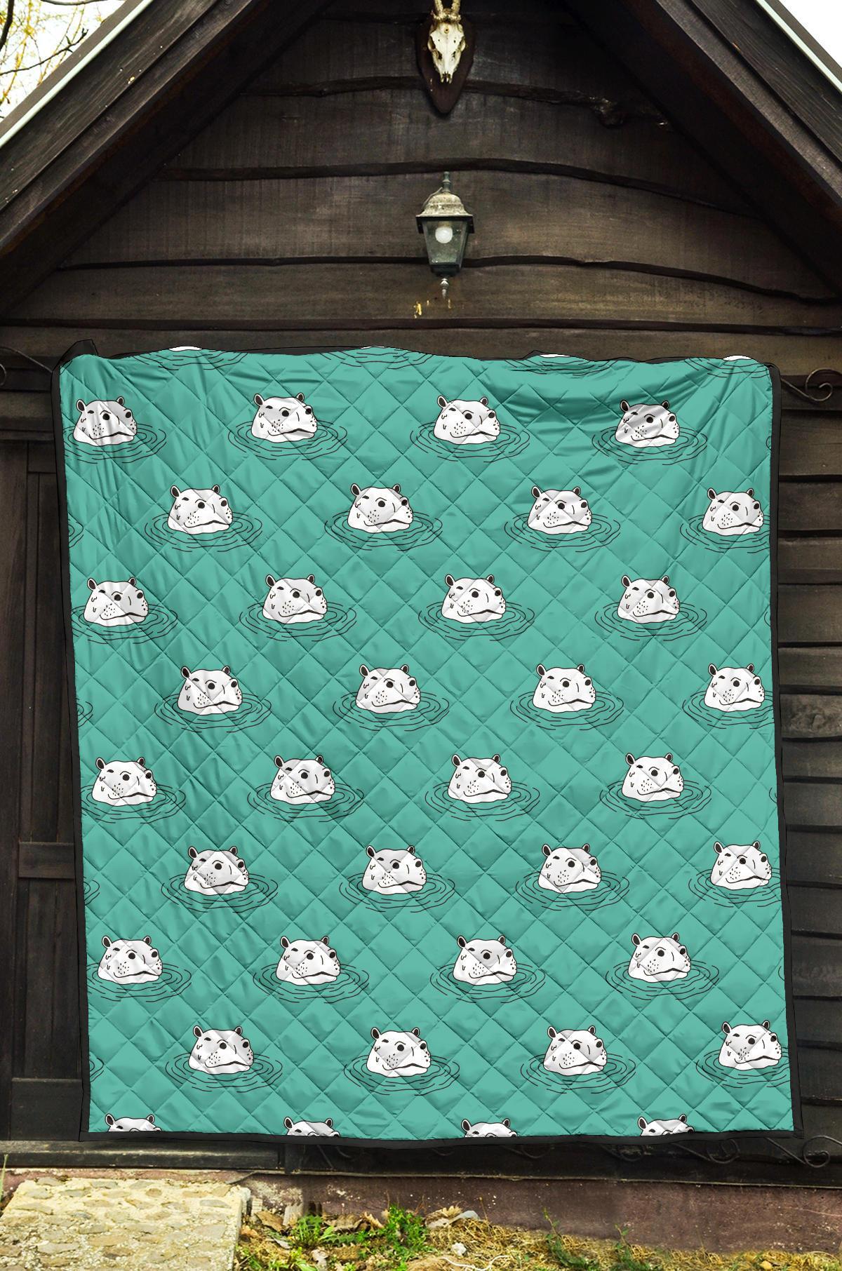 Hippo Print Pattern Quilt-grizzshop