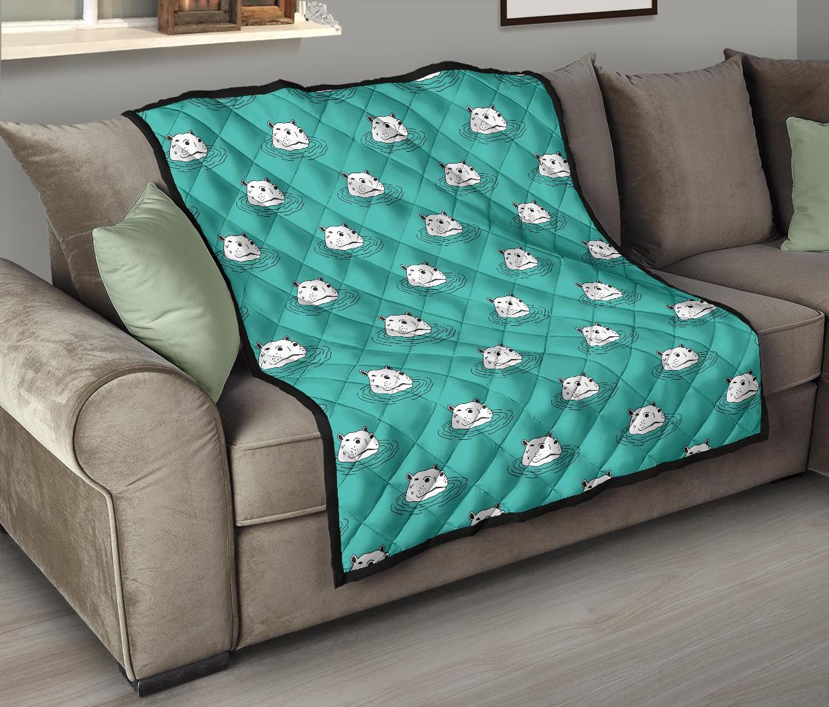 Hippo Print Pattern Quilt-grizzshop