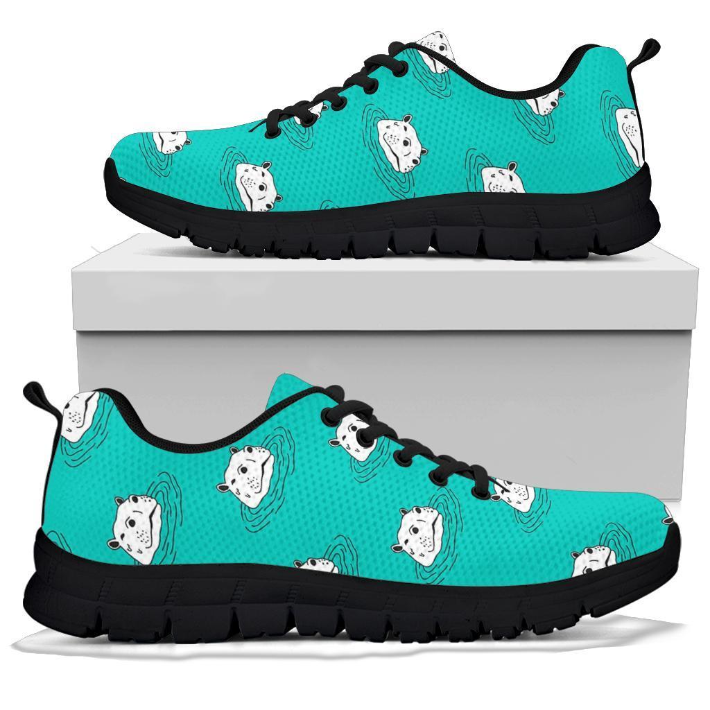 Hippo Print Pattern Sneaker Shoes For Men Women-grizzshop