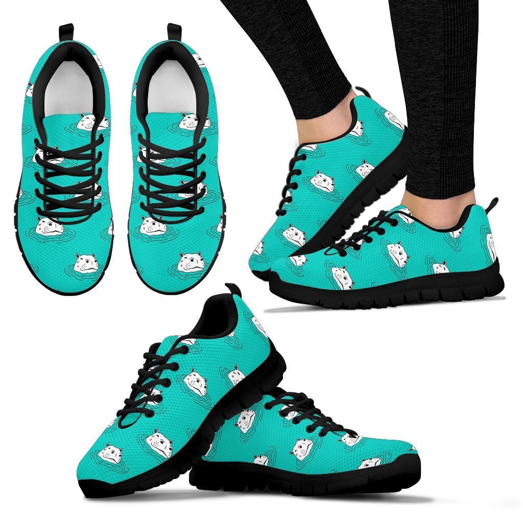 Hippo Print Pattern Sneaker Shoes For Men Women-grizzshop