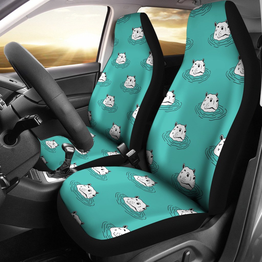 Hippo Print Pattern Universal Fit Car Seat Covers-grizzshop