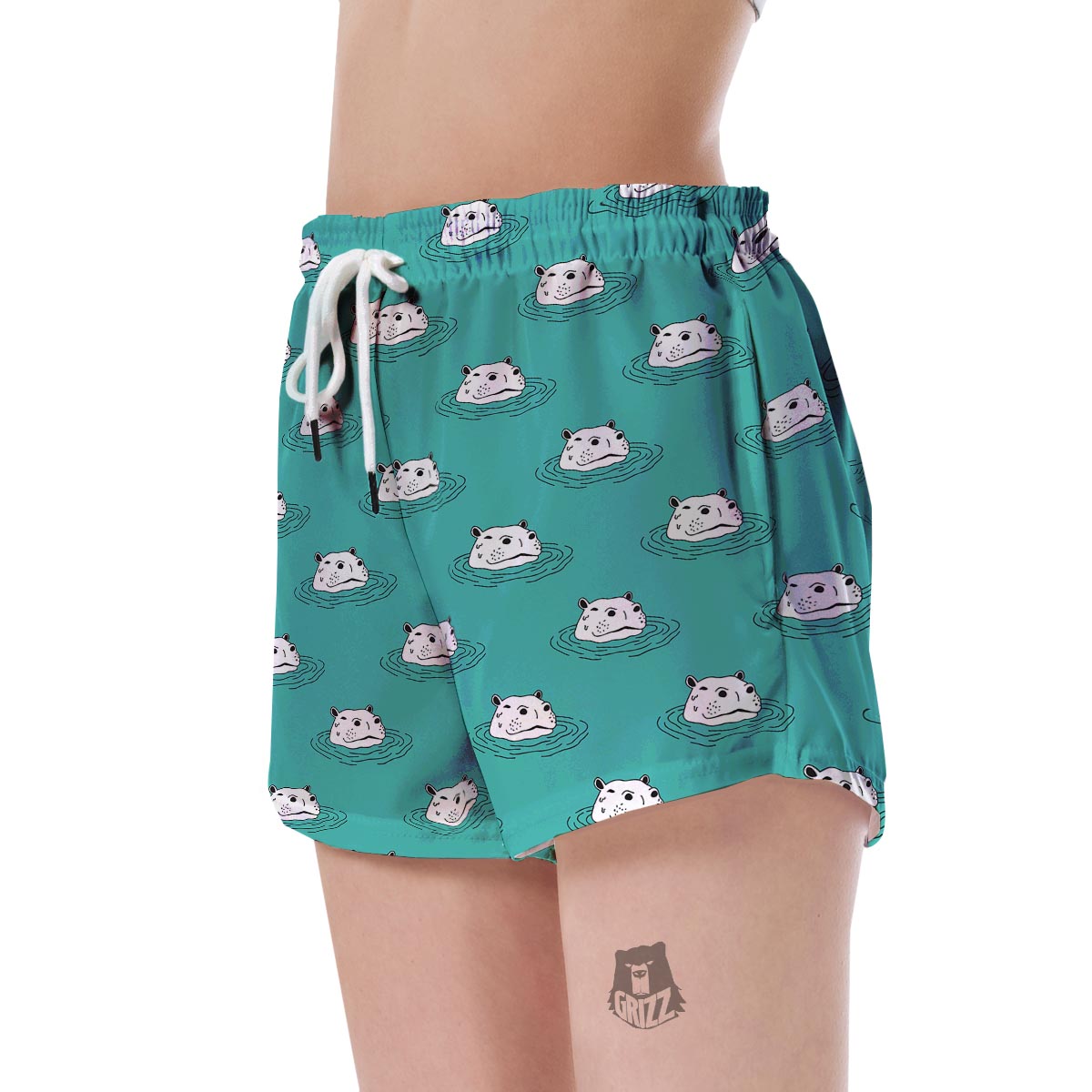 Hippo Print Pattern Women's Shorts-grizzshop