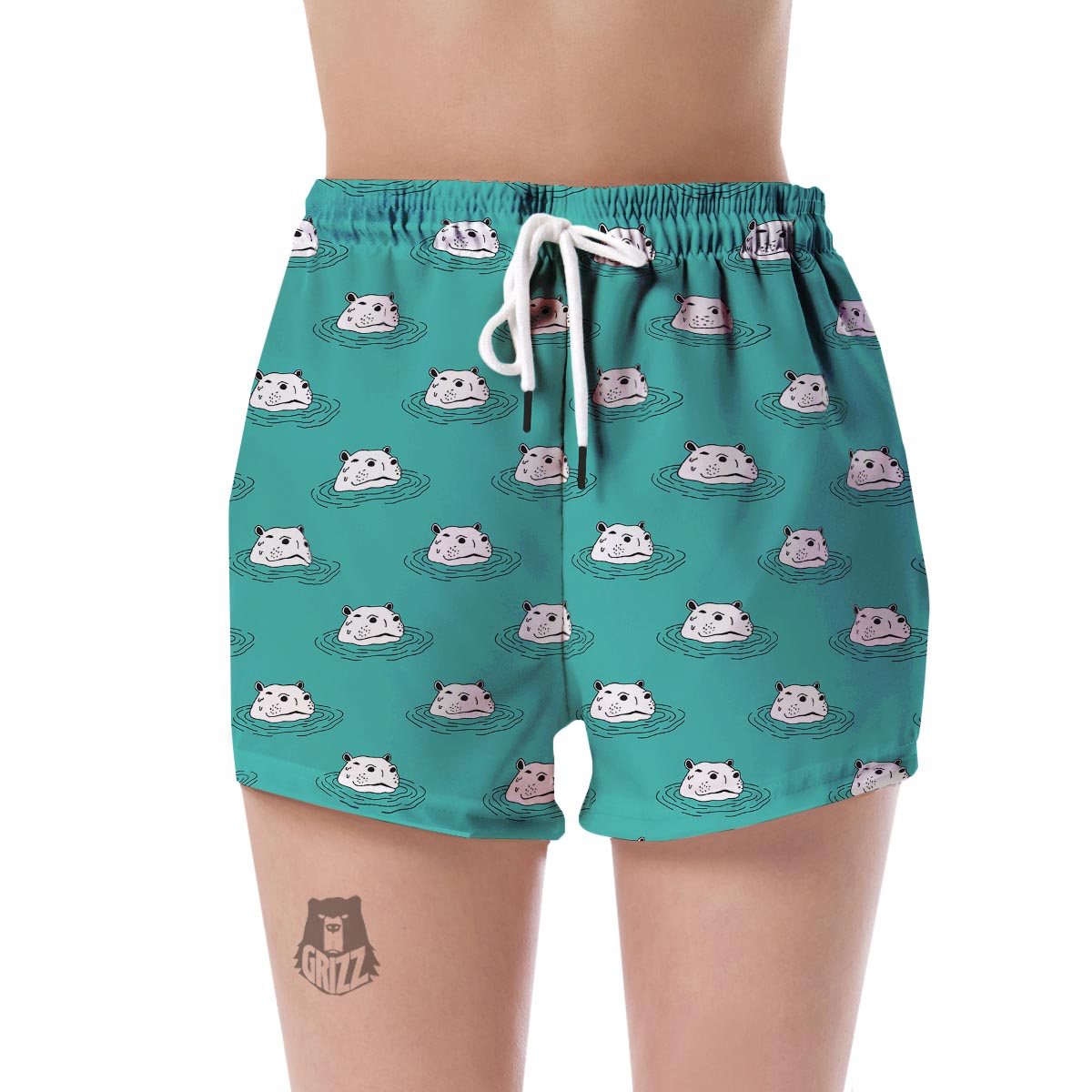 Hippo Print Pattern Women's Shorts-grizzshop