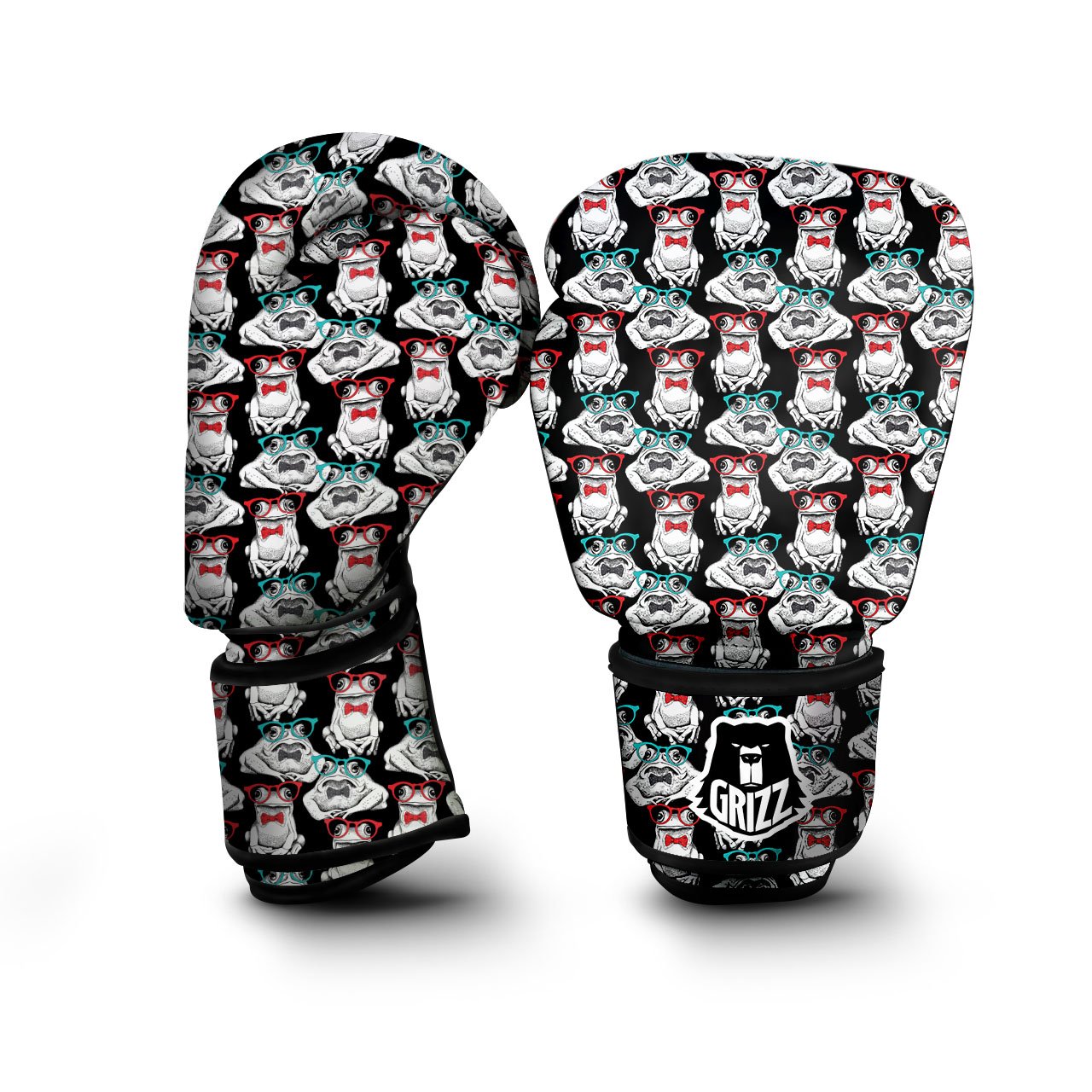 Hipster Frog Print Pattern Boxing Gloves-grizzshop