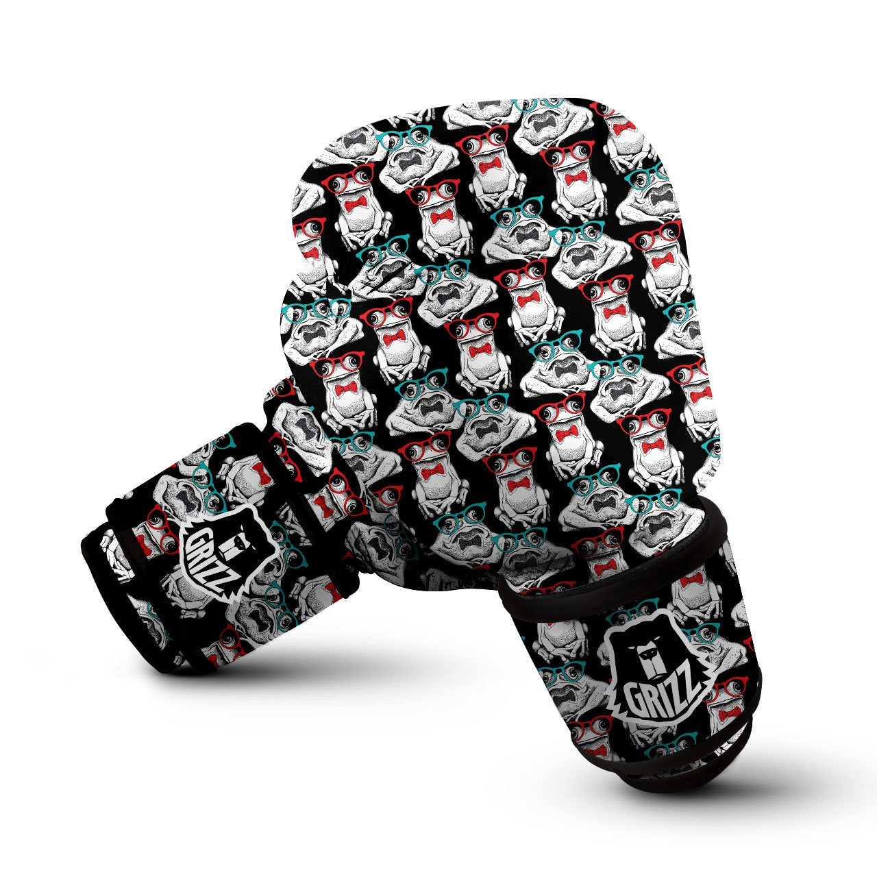 Hipster Frog Print Pattern Boxing Gloves-grizzshop