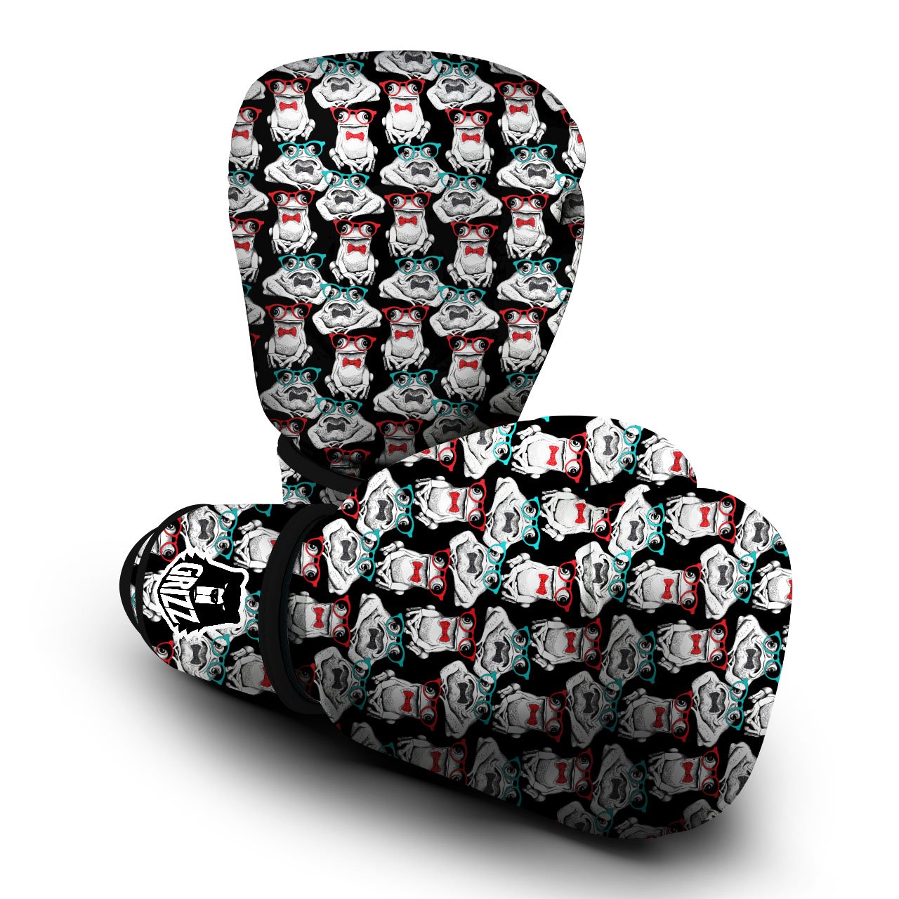 Hipster Frog Print Pattern Boxing Gloves-grizzshop