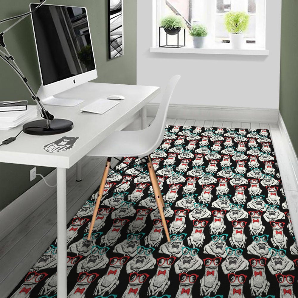 Hipster Frog Print Pattern Floor Mat-grizzshop