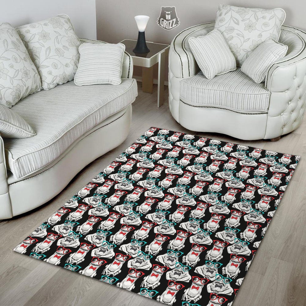 Hipster Frog Print Pattern Floor Mat-grizzshop