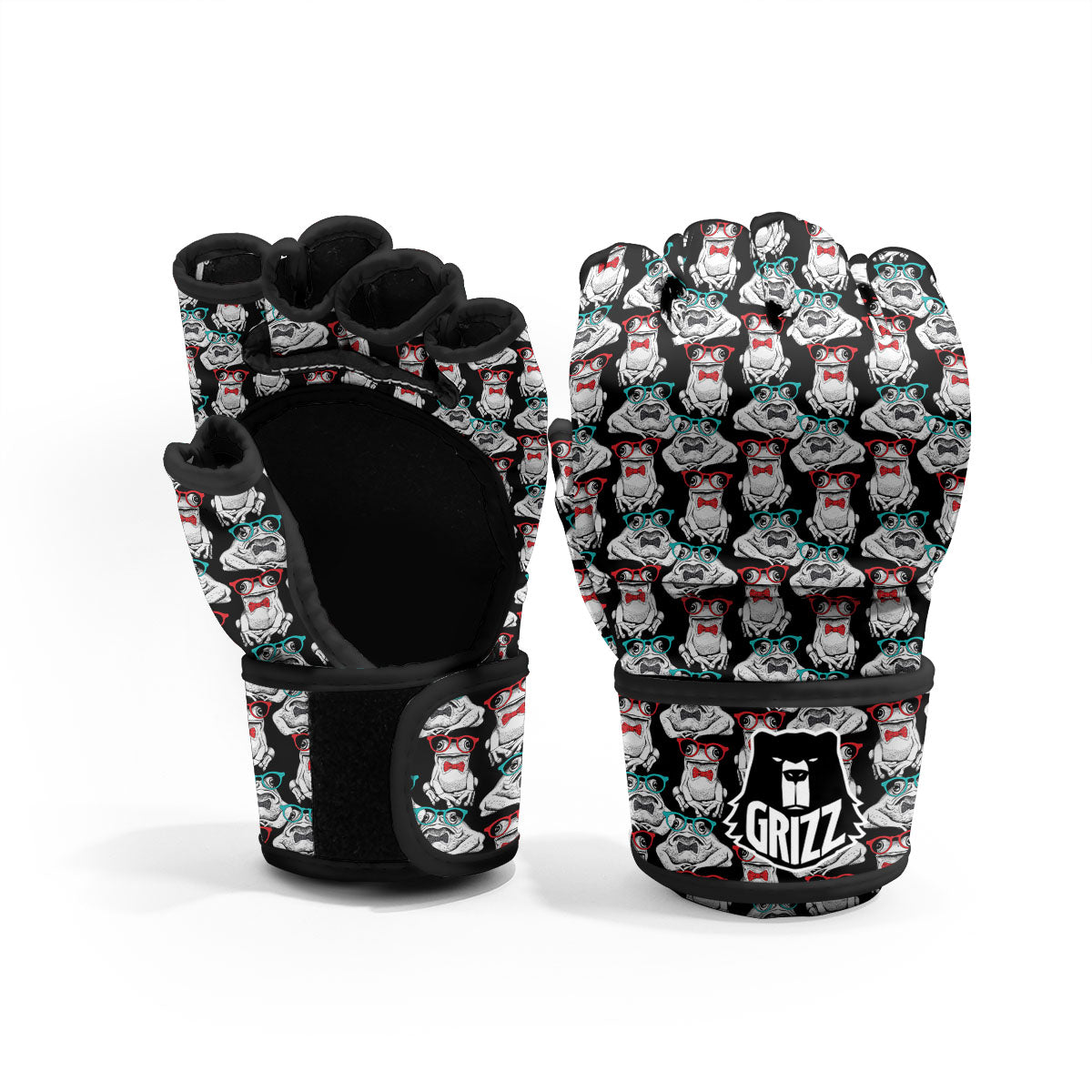 Hipster Frog Print Pattern MMA Gloves-grizzshop