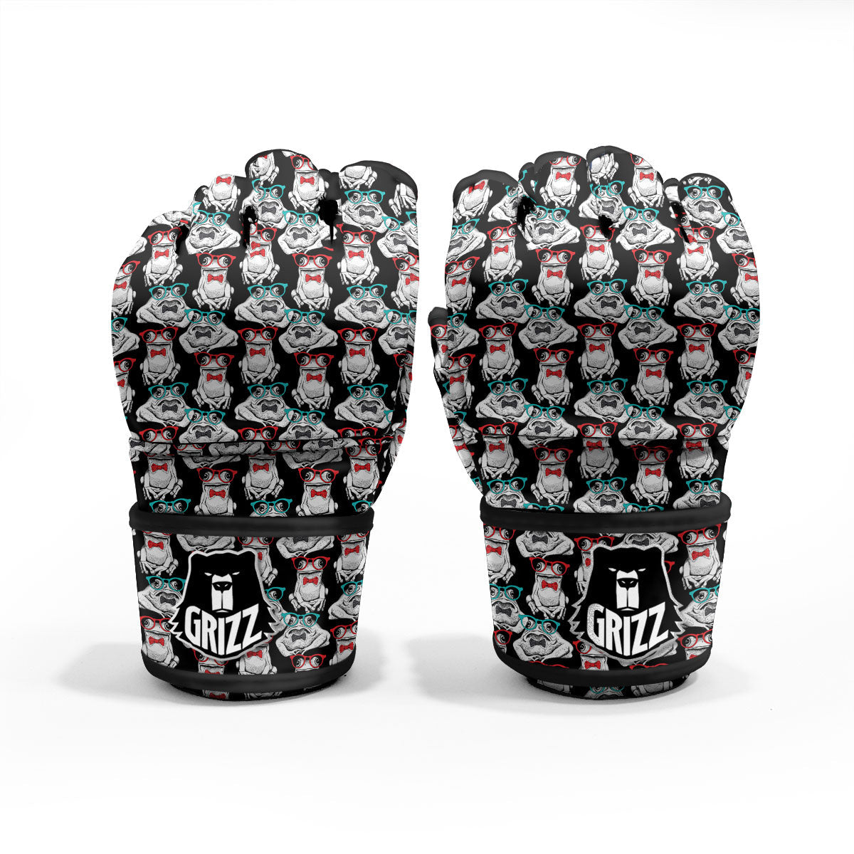 Hipster Frog Print Pattern MMA Gloves-grizzshop