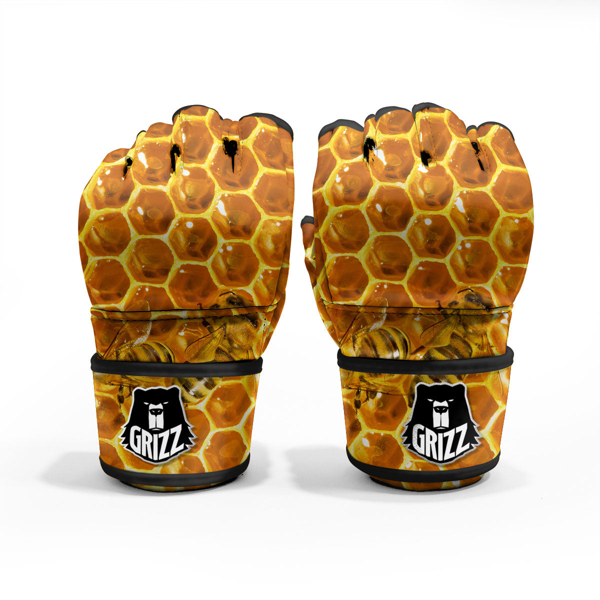 Hive Honey Bee Print MMA Gloves-grizzshop