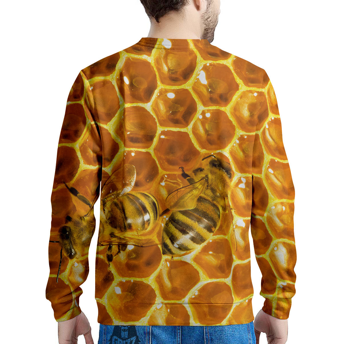 Hive Honey Bee Print Men's Sweatshirt-grizzshop
