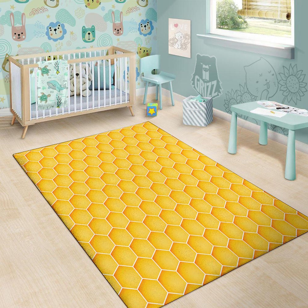 Hive Honey Bee Print Pattern Floor Mat-grizzshop
