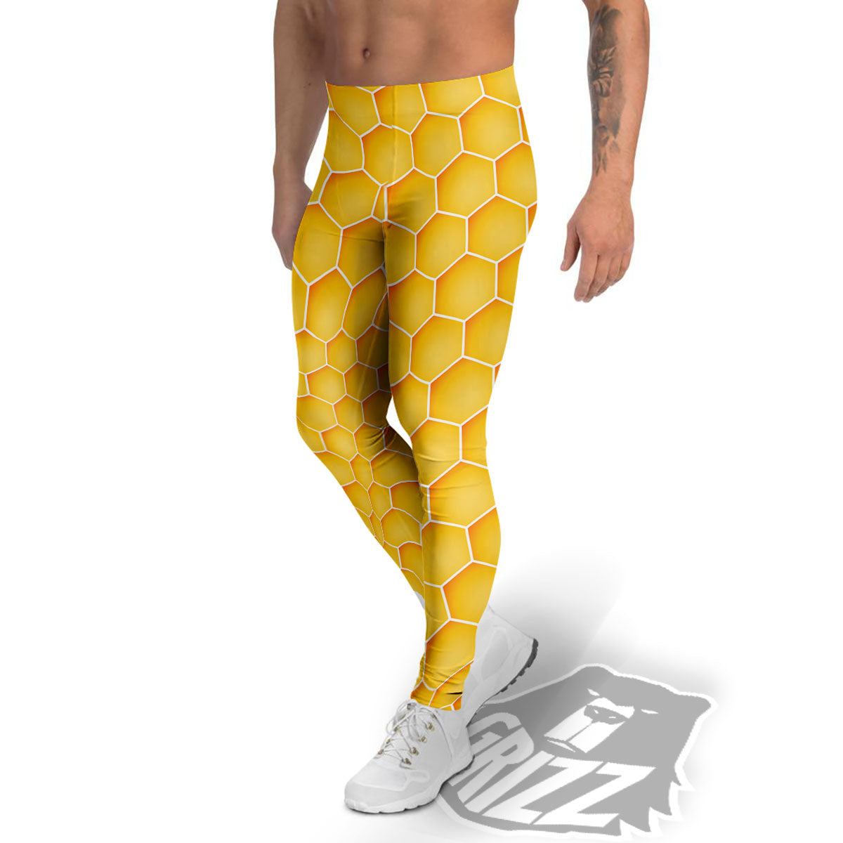 Hive Honey Bee Print Pattern Men's Leggings-grizzshop