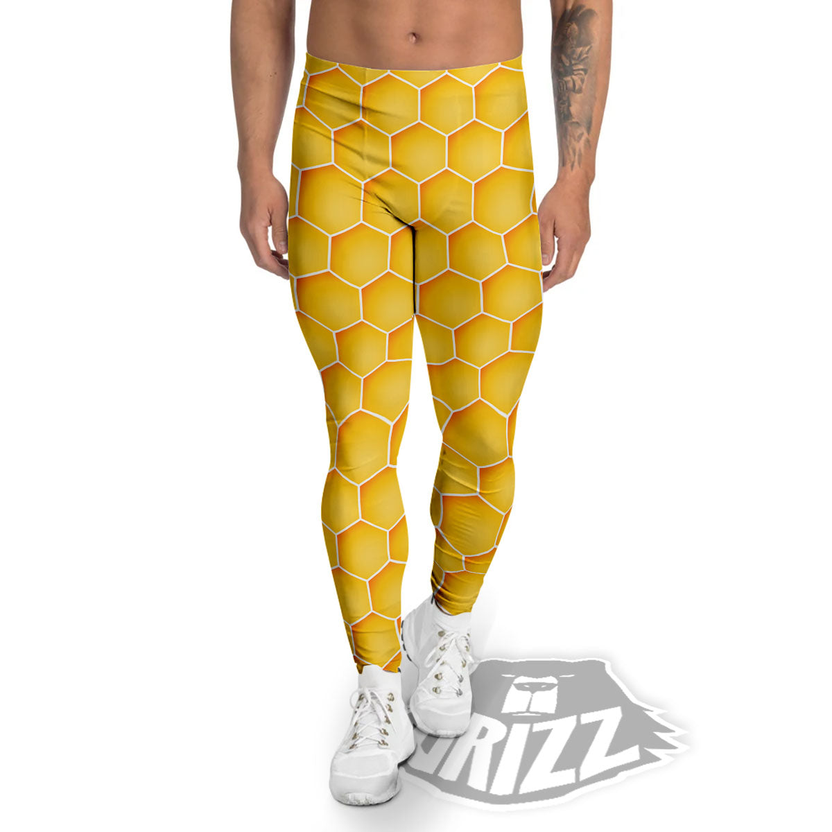 Hive Honey Bee Print Pattern Men's Leggings-grizzshop
