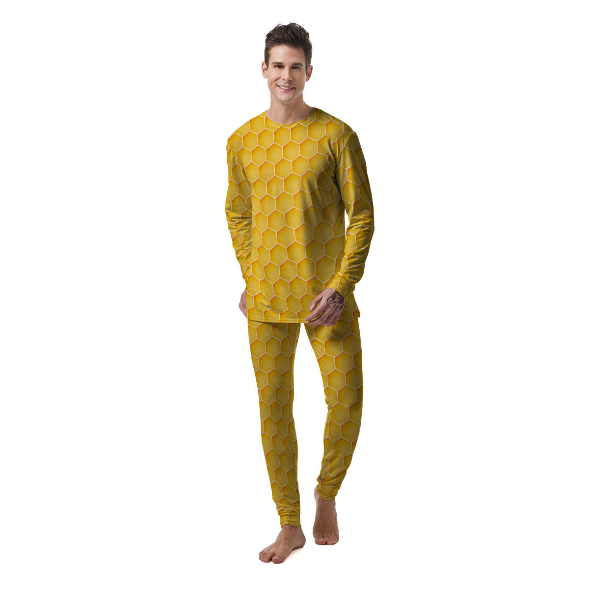 Hive Honey Bee Print Pattern Men's Pajamas-grizzshop