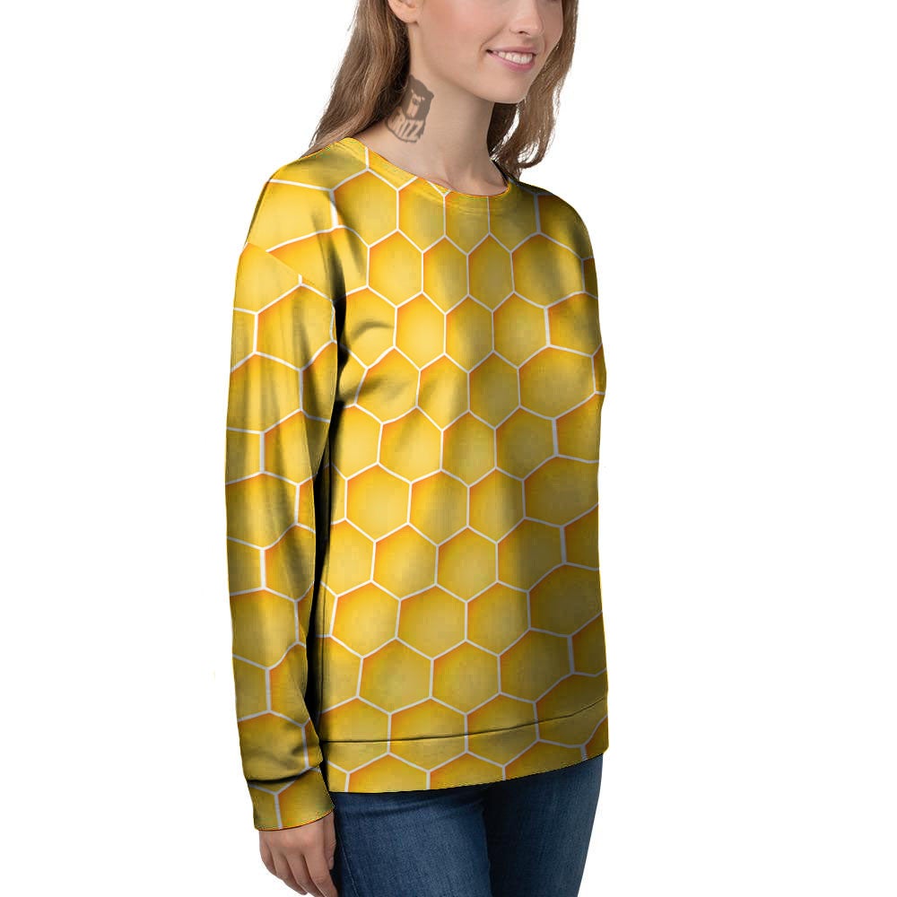 Hive Honey Bee Print Pattern Women's Sweatshirt-grizzshop