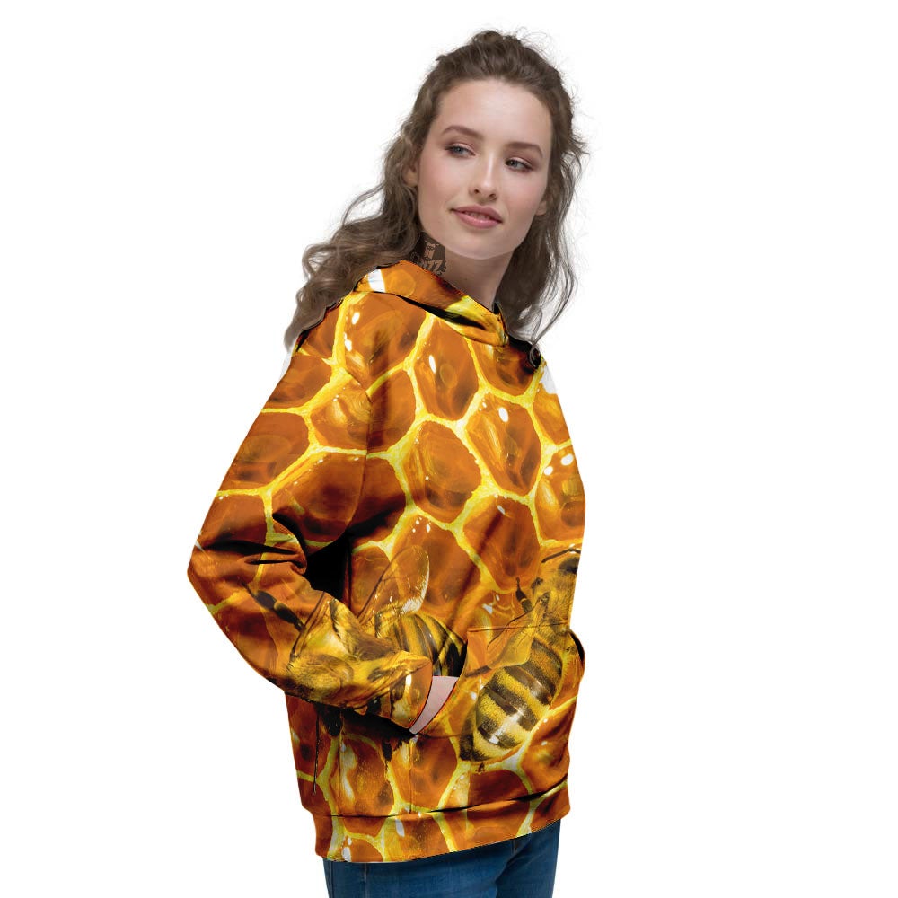 Hive Honey Bee Print Women's Hoodie-grizzshop