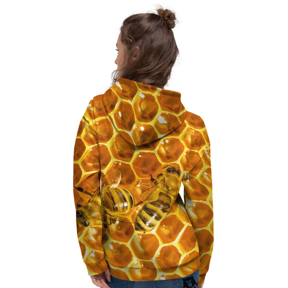 Hive Honey Bee Print Women's Hoodie-grizzshop