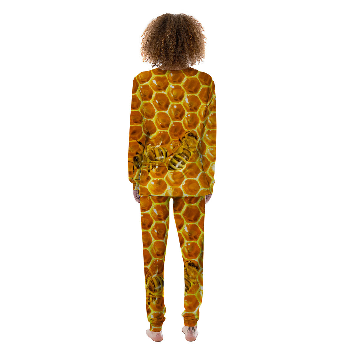 Hive Honey Bee Print Women's Pajamas-grizzshop