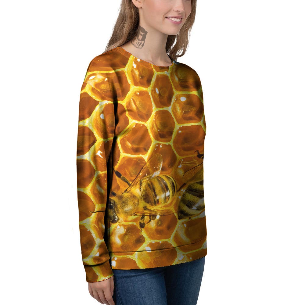 Hive Honey Bee Print Women's Sweatshirt-grizzshop