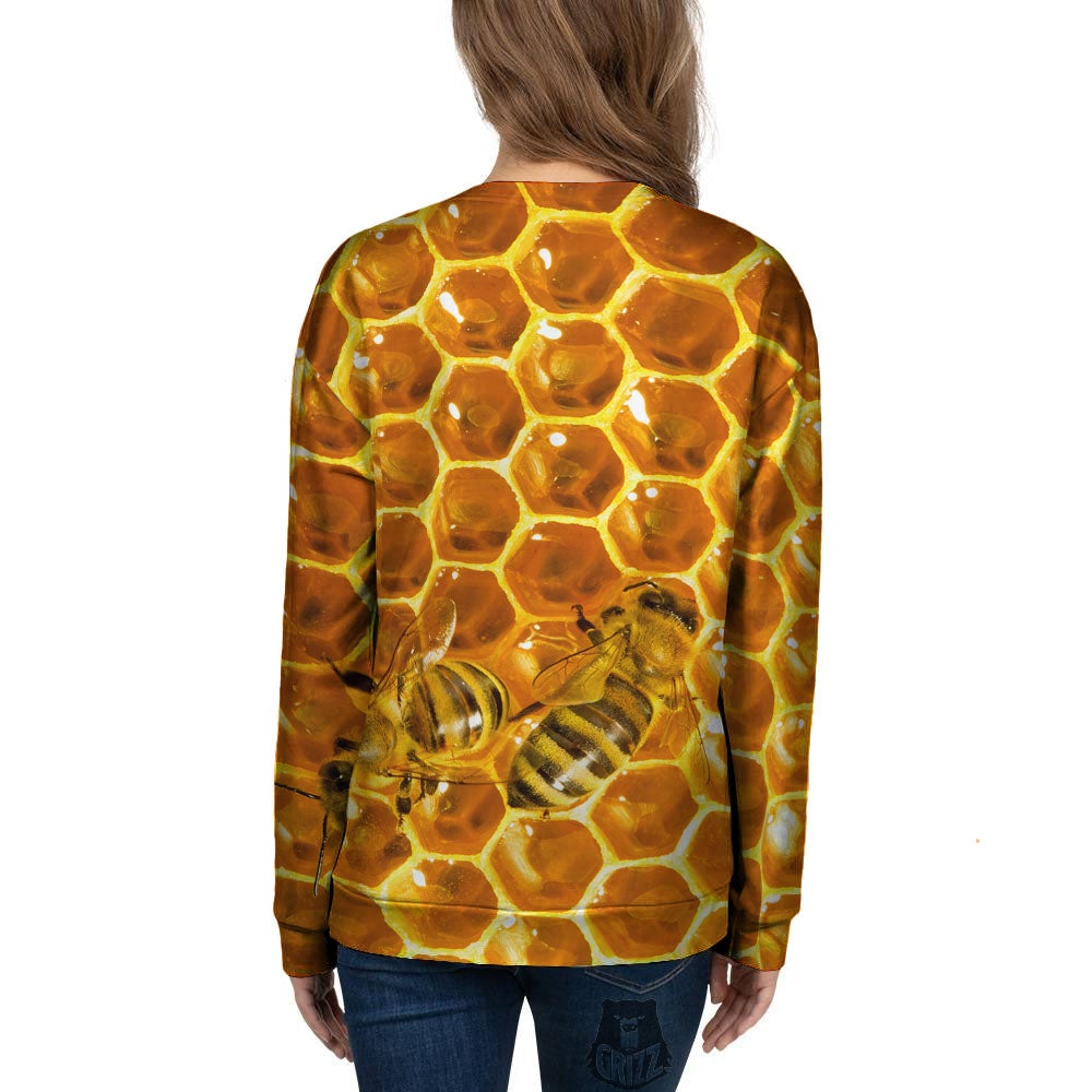 Hive Honey Bee Print Women's Sweatshirt-grizzshop