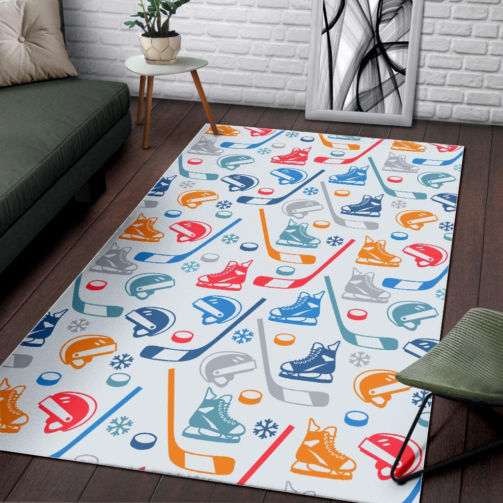 Hockey Pattern Print Floor Mat-grizzshop