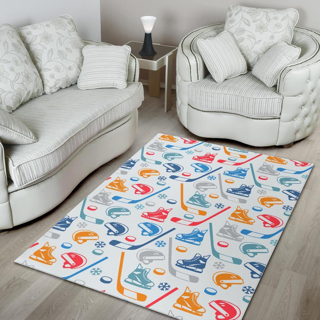 Hockey Pattern Print Floor Mat-grizzshop