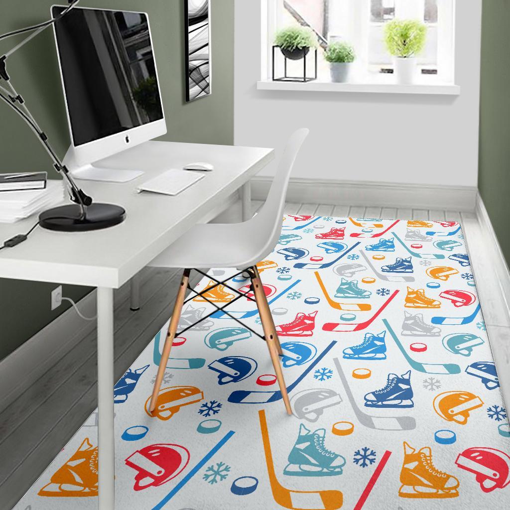 Hockey Pattern Print Floor Mat-grizzshop