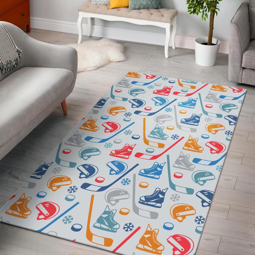 Hockey Pattern Print Floor Mat-grizzshop