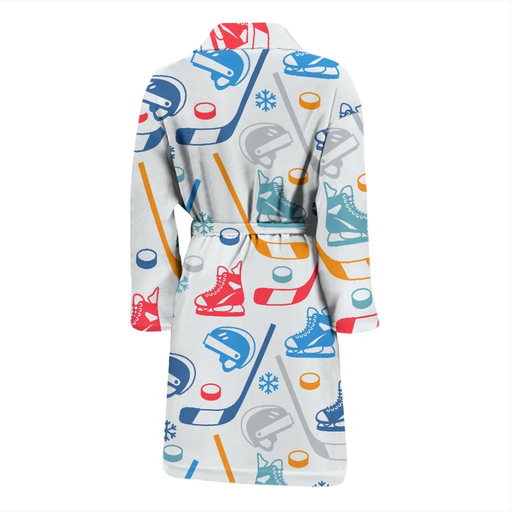 Hockey Pattern Print Men Long Robe-grizzshop