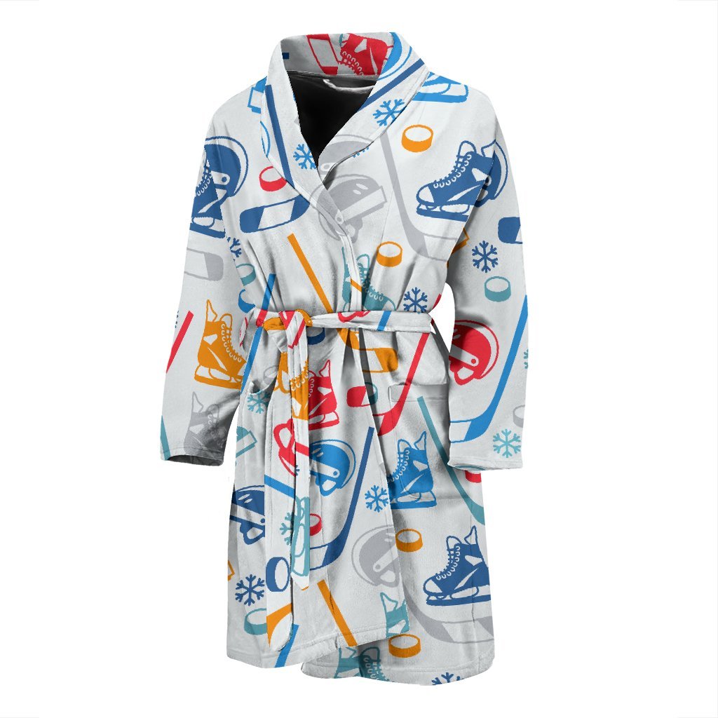 Hockey Pattern Print Men Long Robe-grizzshop