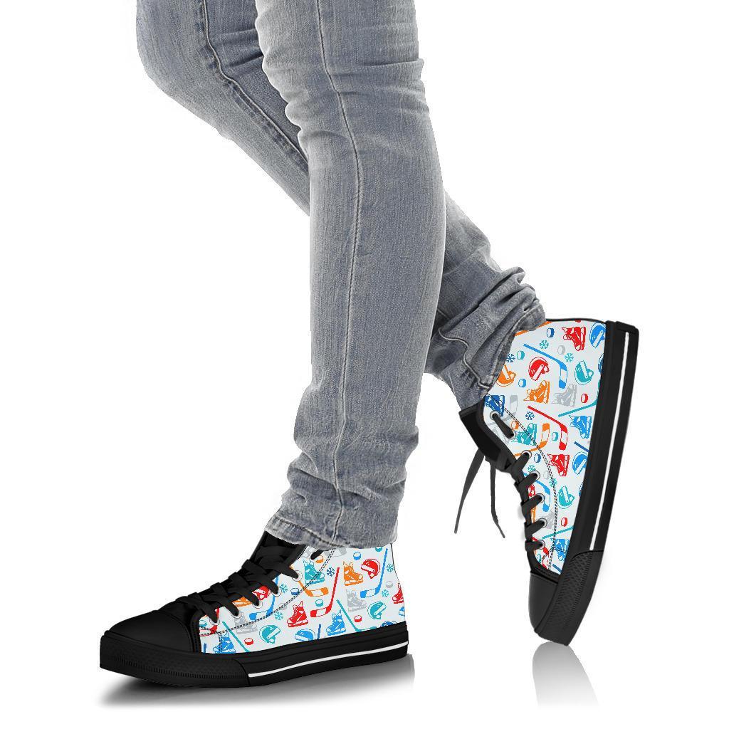 Hockey Pattern Print Men Women's High Top Shoes-grizzshop