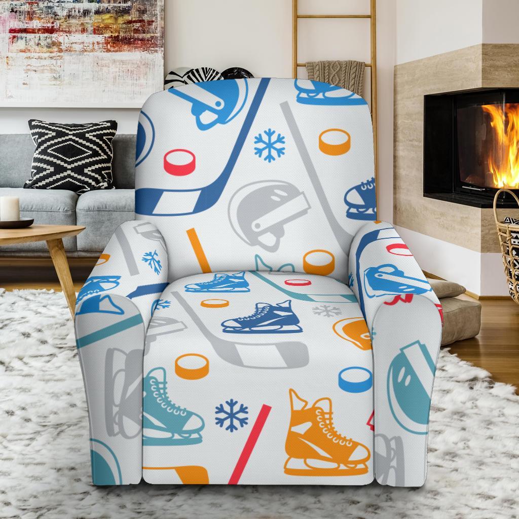 Hockey Pattern Print Recliner Cover-grizzshop