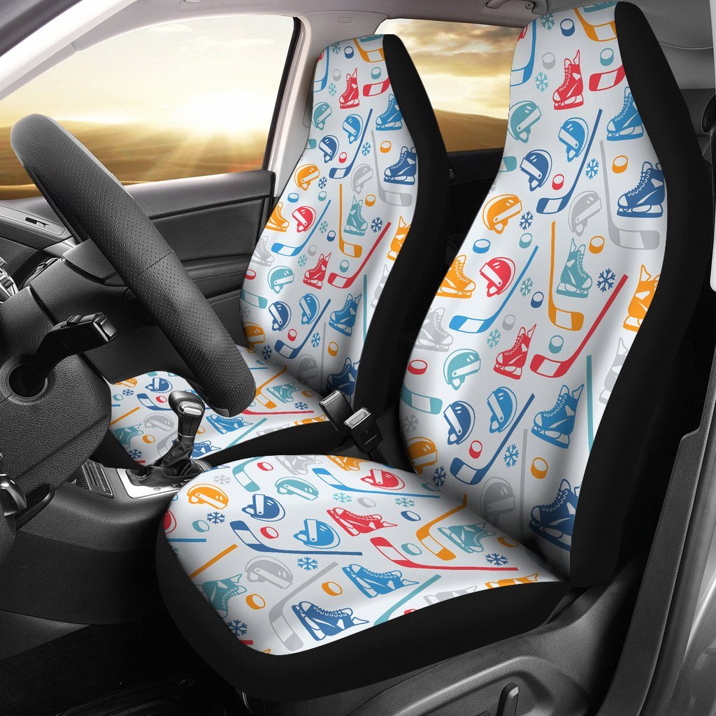 Hockey Pattern Print Universal Fit Car Seat Cover-grizzshop