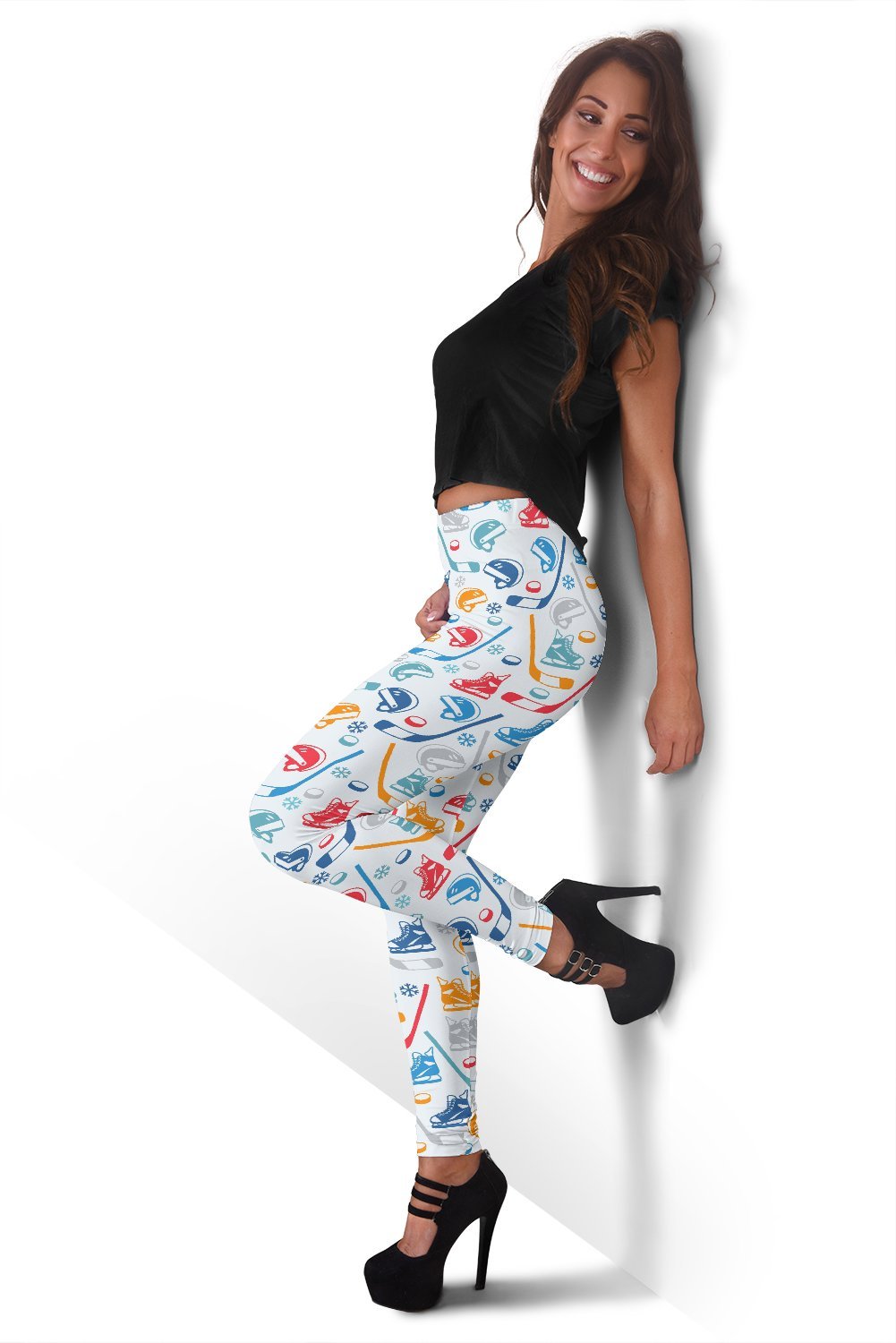 Hockey Pattern Print Women Leggings-grizzshop