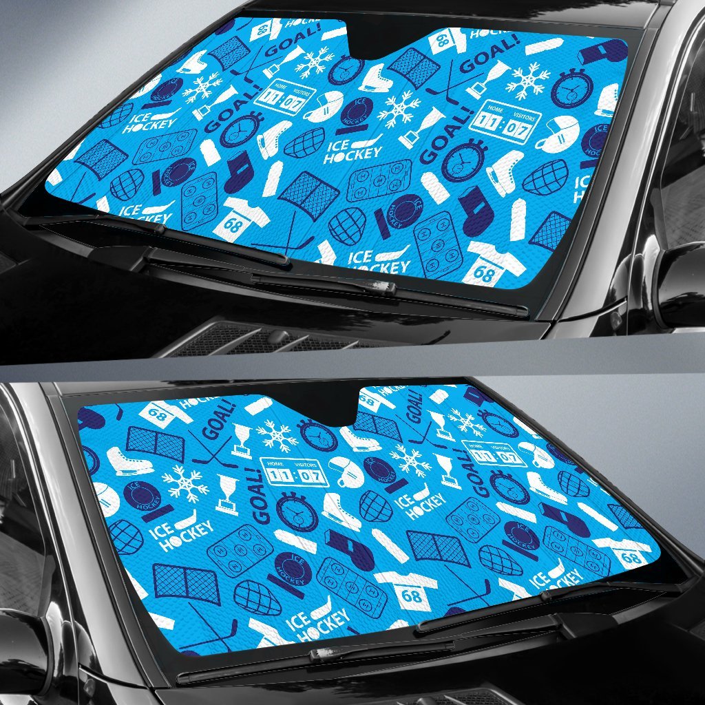 Hockey Print Pattern Car Sun Shade-grizzshop