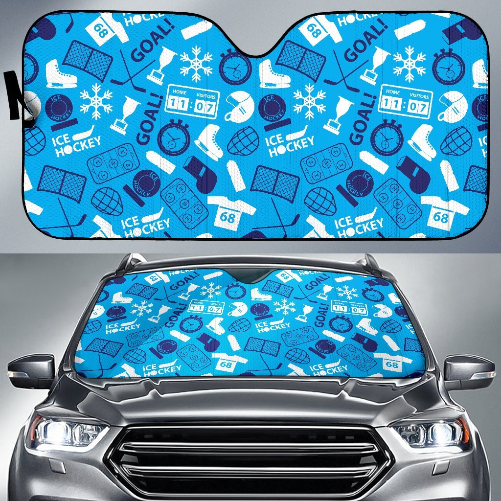 Hockey Print Pattern Car Sun Shade-grizzshop