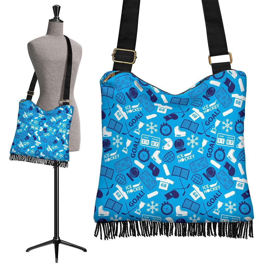 Hockey Print Pattern Crossbody Bags-grizzshop