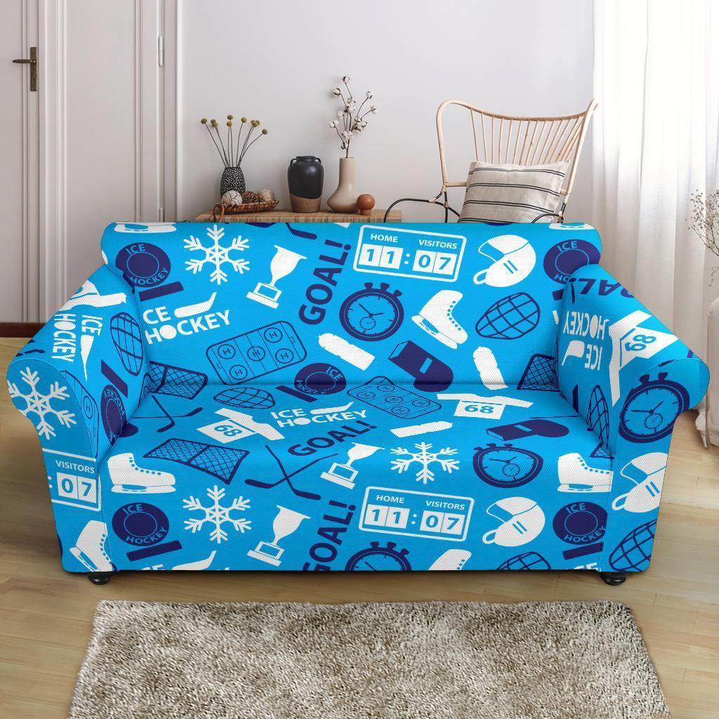 Hockey Print Pattern Loveseat Cover-grizzshop