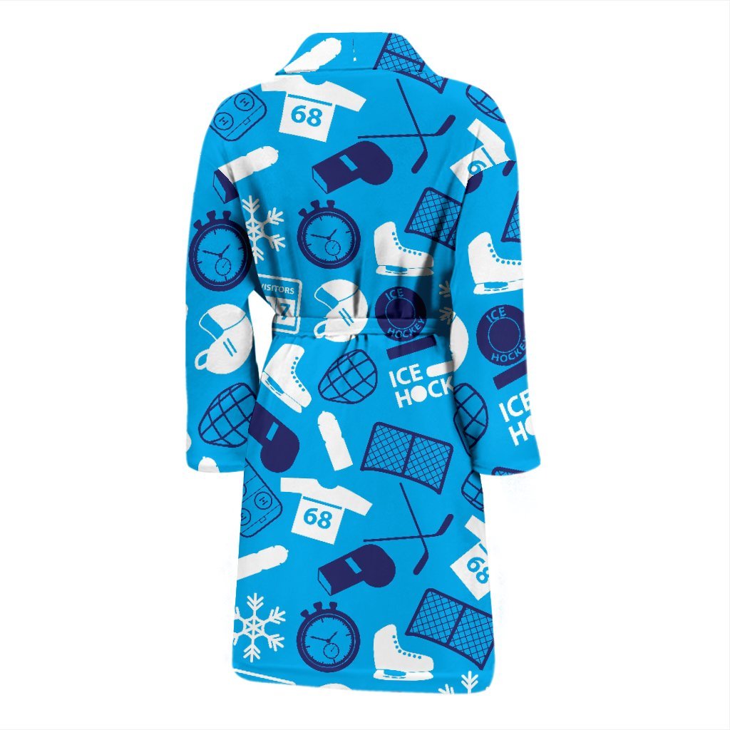 Hockey Print Pattern Men Long Robe-grizzshop