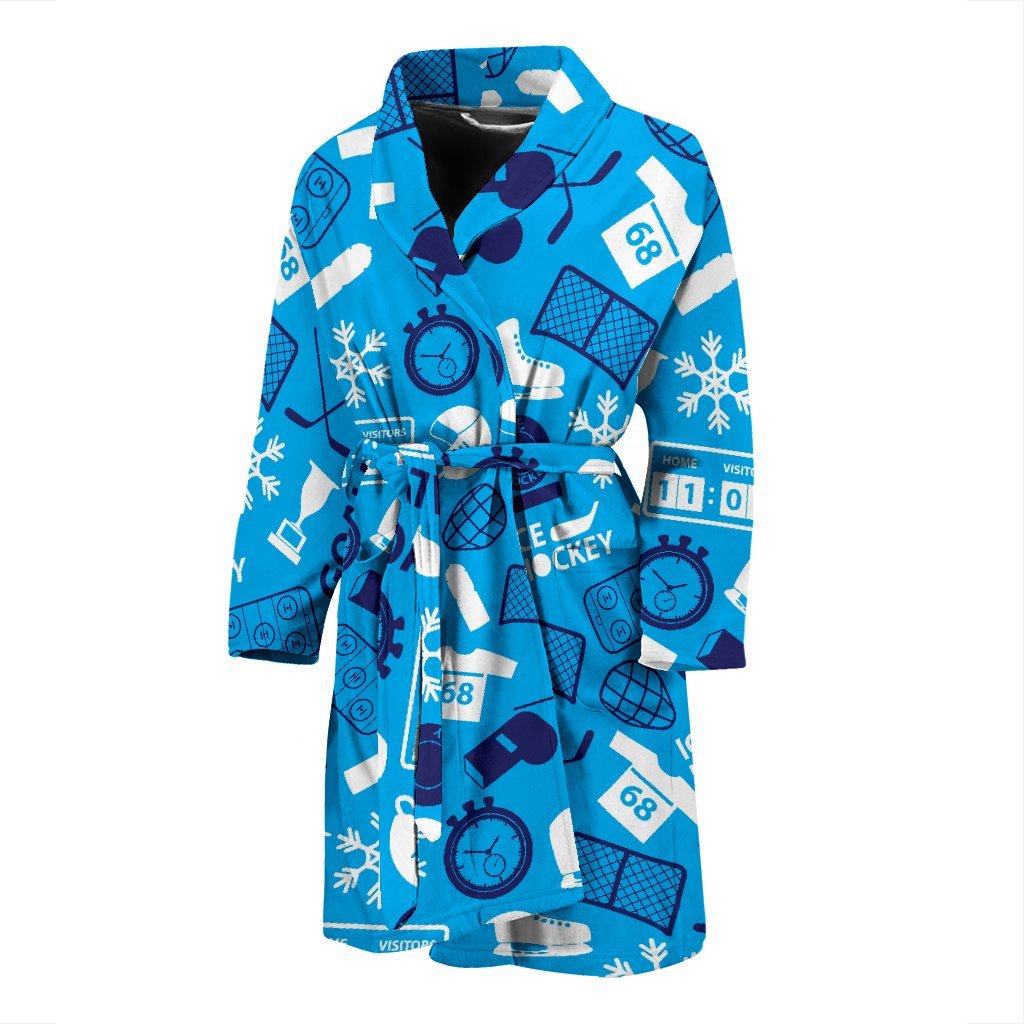 Hockey Print Pattern Men Long Robe-grizzshop