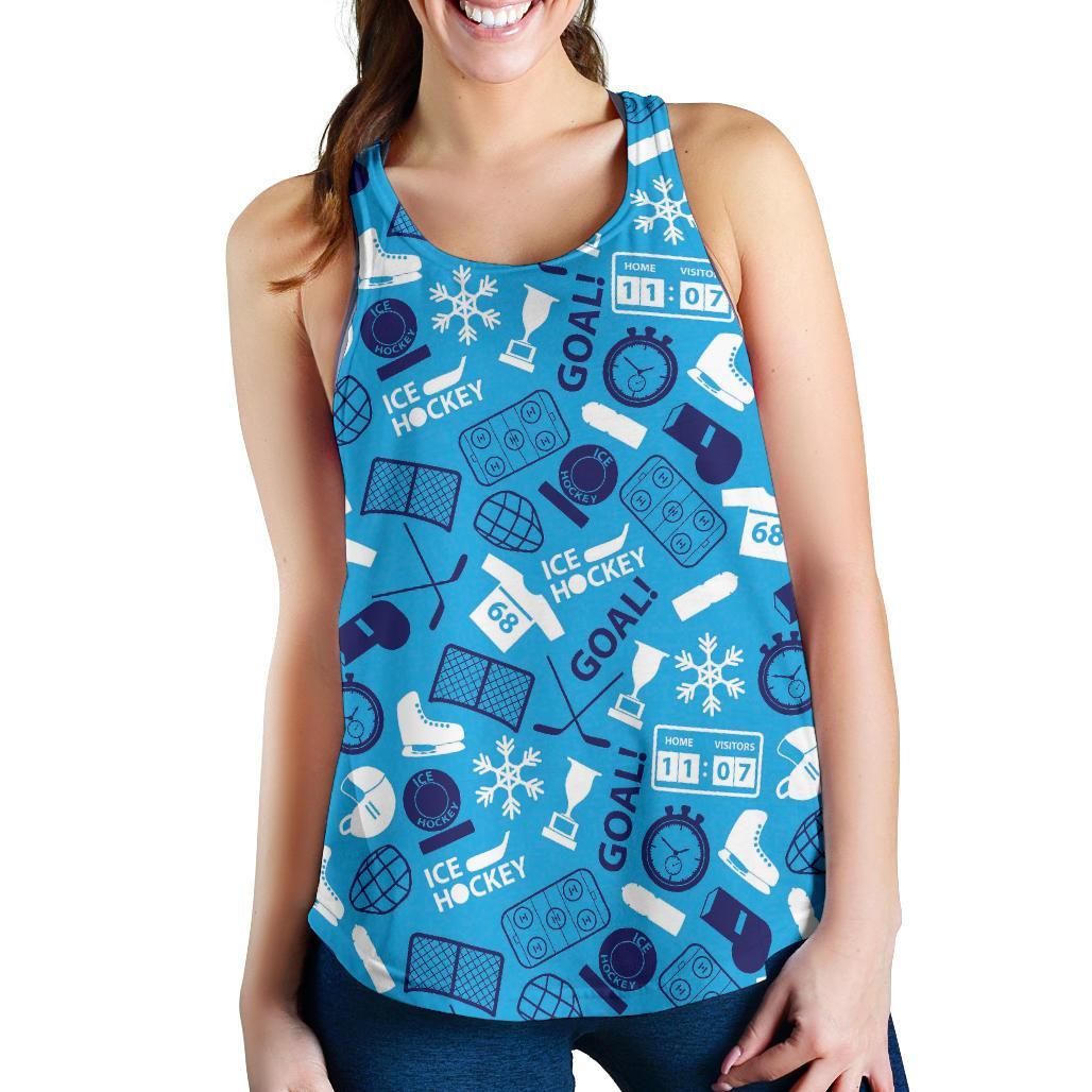 Hockey Print Pattern Racerback Tank Tops-grizzshop