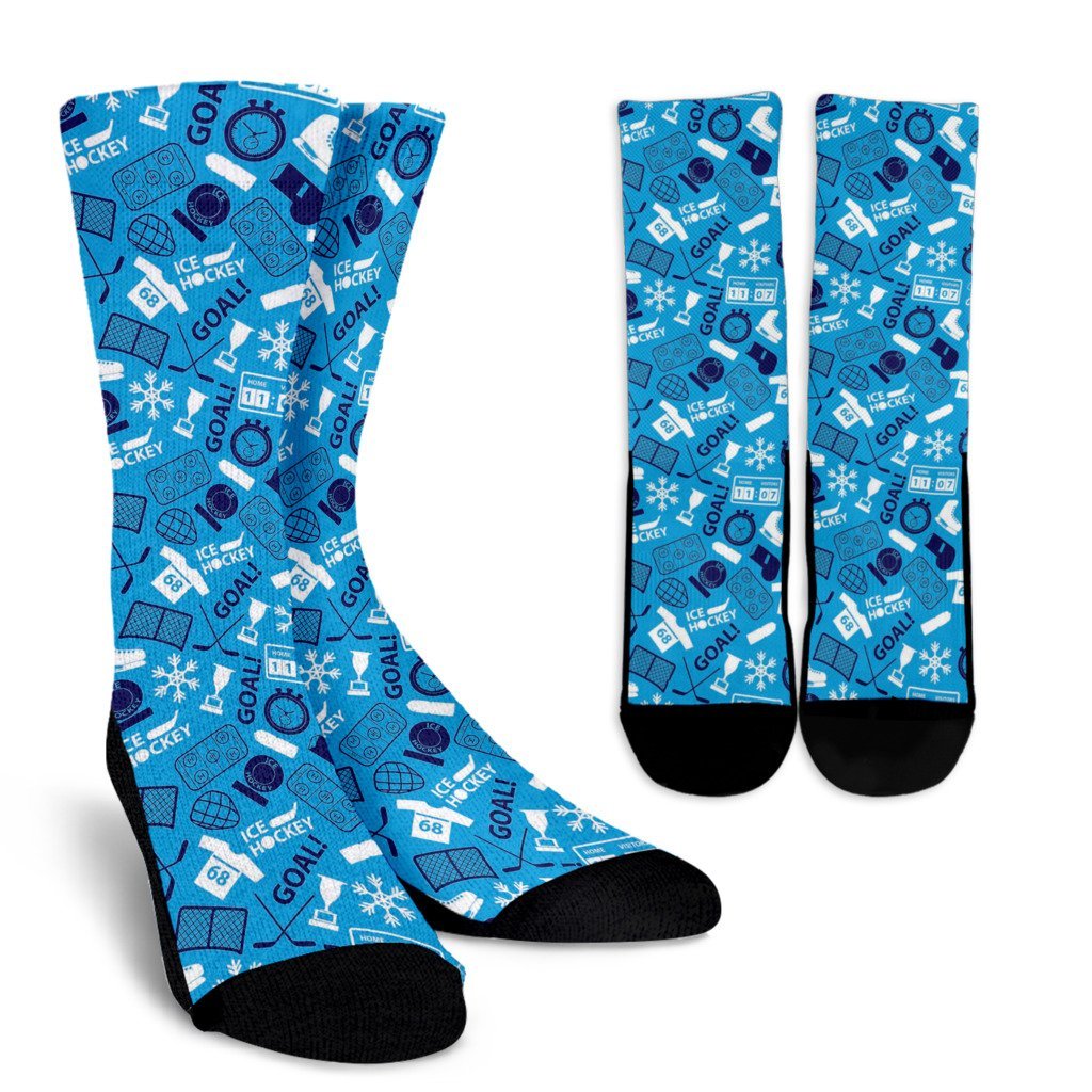 Hockey Print Pattern Unisex Crew Socks-grizzshop